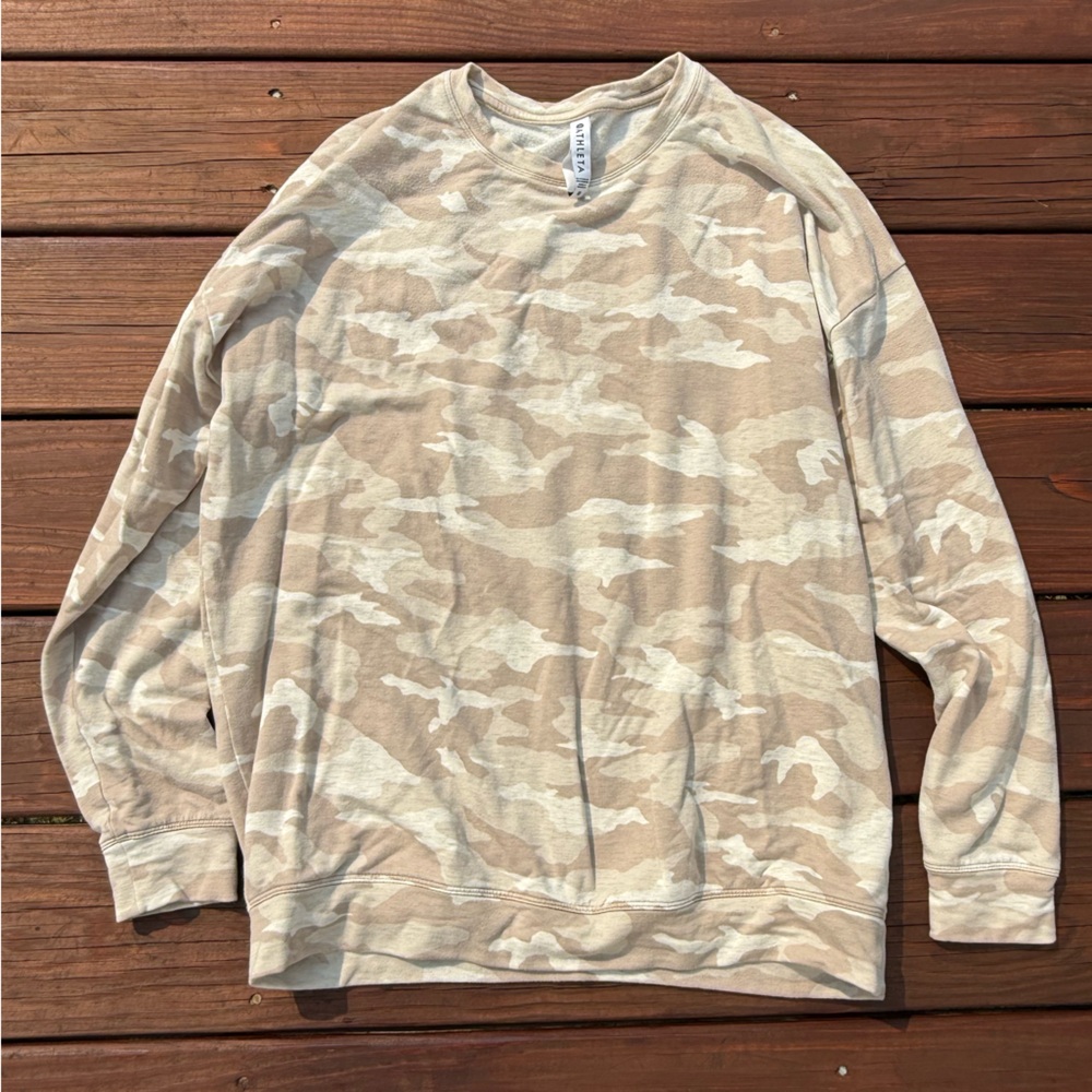 Athleta Beige and Cream Camouflage Top